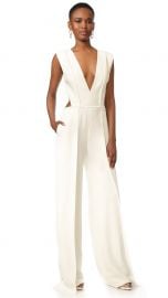 V Neck Pleated Jumpsuit by Brandon Maxwell at Shopbop